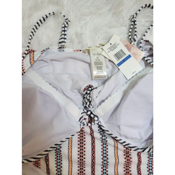 NWT Jessica Simpson Aztec Boho Lace up Adjustable Size XL Swim Suit - Picture 3 of 6